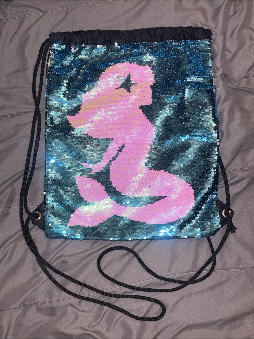 Mermaid Flip Sequin Drawstring Backpack Reversible Glitz Bag